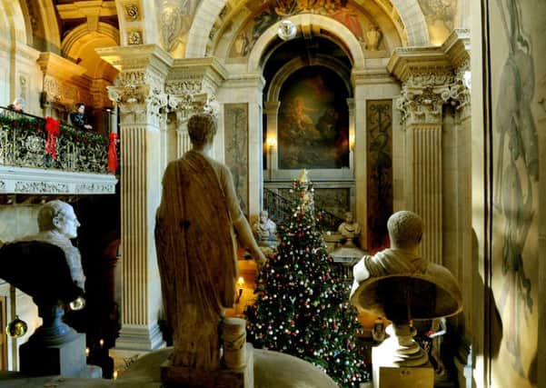 Christmas decorations adorn the halls and rooms at Castle Howard