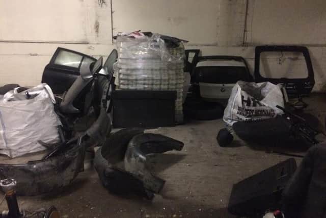 Police raided a derelict building looking for suspected stolen car parts in Dewsbury.
