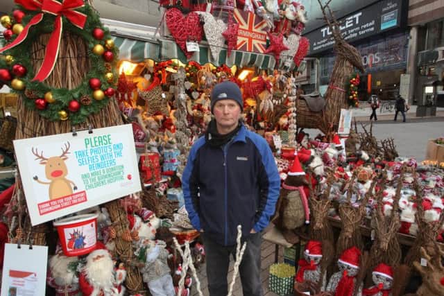Allan Poole, 52 who runs a florist stall in Birmingham Rotunda Square, has been ordered by a Birmingham City Council officials to stop playing Christmas carols or face court action. See News Team copy NTIMUSIC. Alan who has manned Central Flowers stall in the city centre for the 40 years and as broadcast traditional tinsel songs for over a decade, said This is a nonsense. Its Christmas and Im playing Christmas music like every other trader the business is a third generation long-running family business