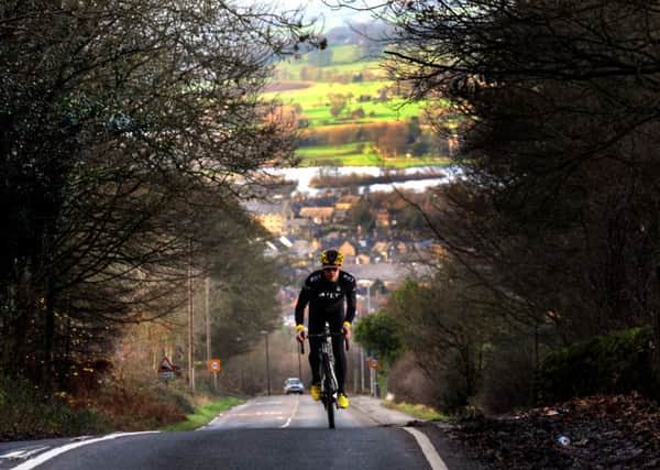Top Yorkshire cyclist Tom Moses on Otley Chevin today. Picture by Simon Hulme