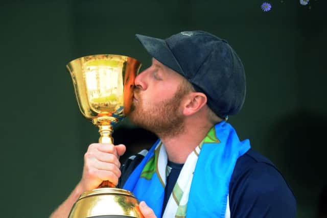 out of the picture: Andrew Gale was banned from collecting the championship trophy in 2014. Picture: Jonathan Gawthorpe