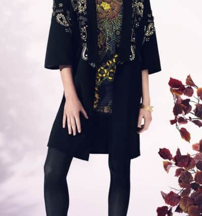Perfect for this year's floating guest: Black embellished jacket, £125; kimono dress, £99. Biba at House of Fraser.