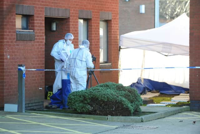 Police at the scene of the discovery. Picture: Jonathan Gawthorpe