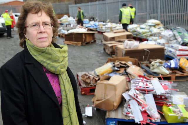 Coun. Judith Blake, leader Leeds City Council, in Kirkstall earlier today (Monday)  as work began  to clear up after the flooding.