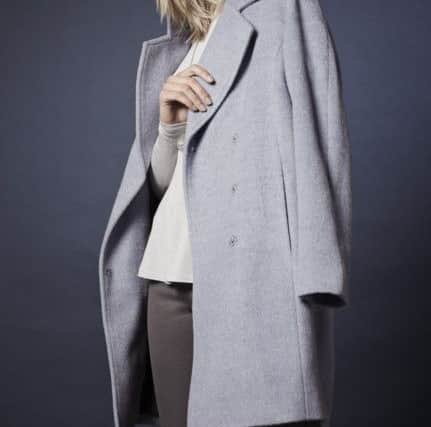 Pale blue cocoon coat, was Â£169, now Â£101.40, by Gray and Willow at House of Fraser.