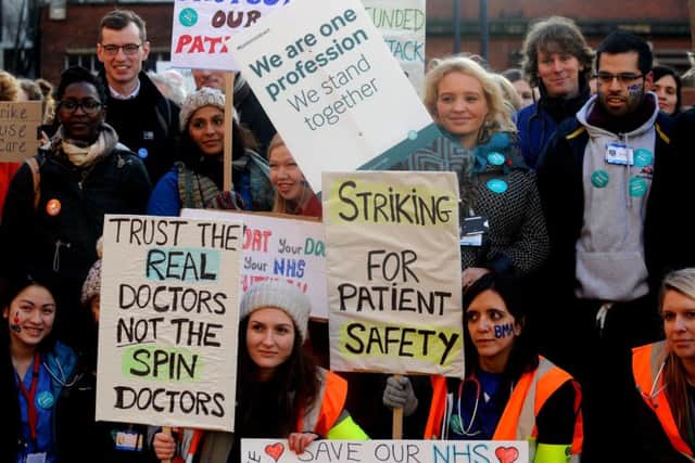 Junior doctors on the picket line outside Leeds General Infirmary. Picture by Simon Hulme