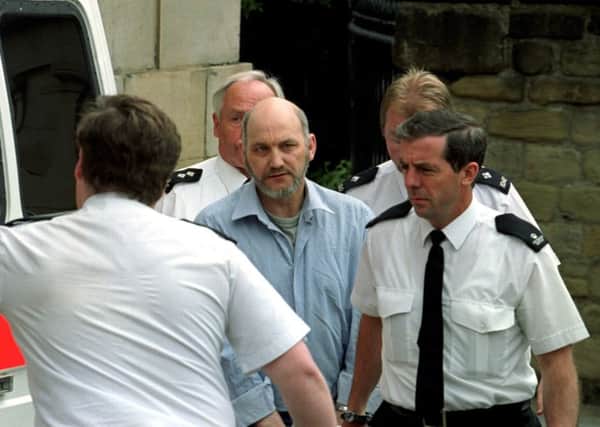 Shild serial killer Robert Black after being found guilty at Newcastle Crown Court on ten charges