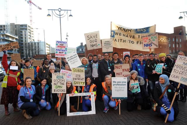 The junior doctor strike outside Leeds General Infirmary. Picture by Simon Hulme.
