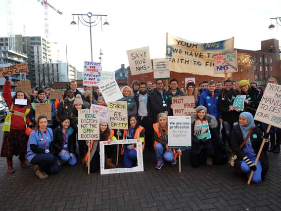 The junior doctor strike outside Leeds General Infirmary. Picture by Simon Hulme.