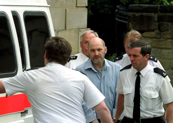Child serial killer Robert Black after being found guilty at Newcastle Crown Court on ten charges, relating to the murders of three schoolgirls - Caroline Hogg, Sarah Harper and Susan Maxwell, as he has died in prison in Northern Ireland aged 68. Photo credit: John Giles/PA Wire