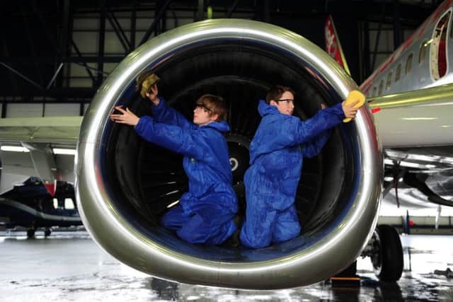 Alex Hobbs and Charlie Hey at Leeds-Bradford Airport over the weekend. PIC: Jonathan Gawthorpe