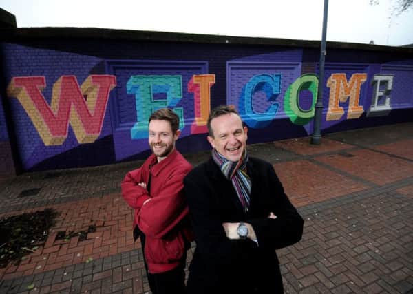 Artist Nathan Evans (left) with Andrew Cooper, chief executive of Leeds BID. Picture: Simon Hulme.