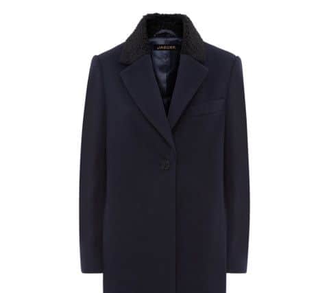 Astrakhan collar coat, was Â£450, now Â£175, at Jaeger.