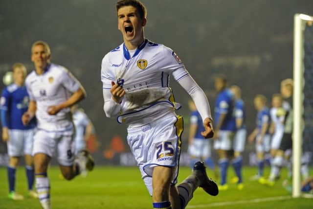 Sam Byram scoring against Leicester City in March 2013.
 Picture: Bruce Rollinson