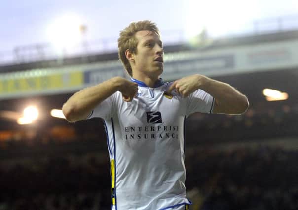 Luciano Becchio celebrates after scoring for Leeds United against Birmingham in January 2013. Picture:  Simon Hulme.