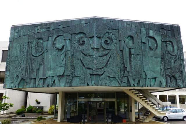 The Story of Wool by William Mitchell, dated 1968, at the International Development Centre, Ilkley, which is among 41 sculptures across England designed to bring our public spaces back to life after WWII which are newly listed.