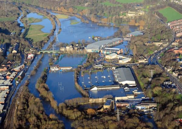 Aerial picture over the Kirkstall Road area of Leeds after monumental amounts of rain caused the river Aire to burst its banks on Boxing Day 2015.  PIC: Ross Parry