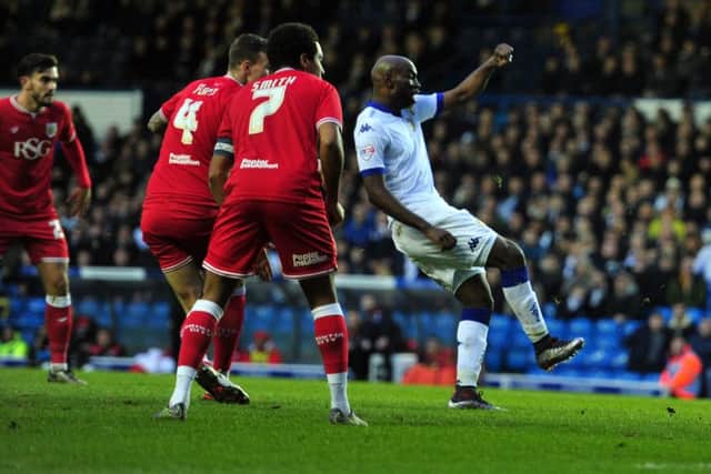 Souleymane Doukara scores against Bristol City.