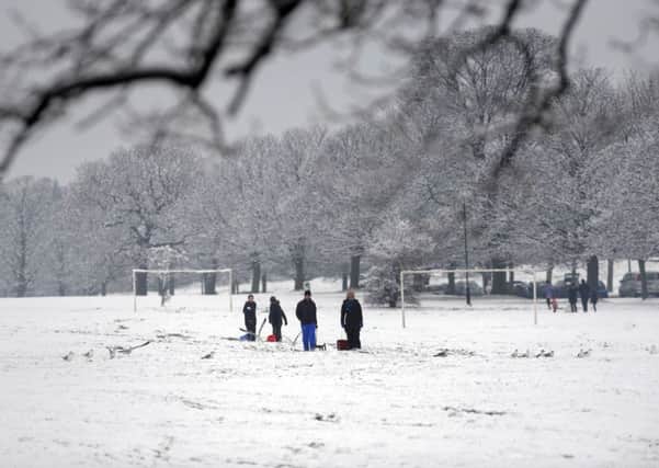 Snow covered football pitches in Leeds earlier this month.