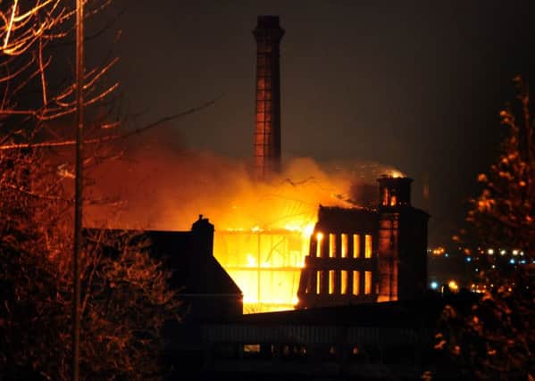 A huge blaze at a mill that has partially collapsed in Lumb Lane, Bradford . Picture by Tony Johnson.
