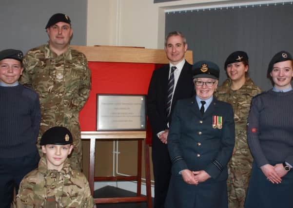 MILITARY MATTERS: Greg Mulholland and Martin Hewitt with other staff and cadets.