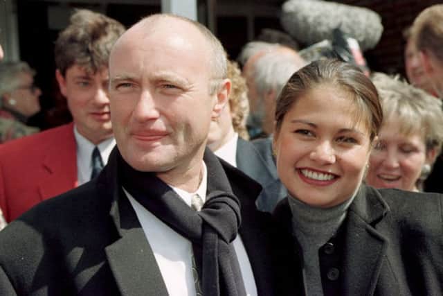 Phil Collins with Orianne Cevey in 1997. Picture: Justin Williams/PA Wire