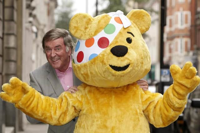 Sir Terry Wogan with Pudsey the bear during a Children in Need photo call, as the veteran broadcaster has died aged 77 following a short illness.