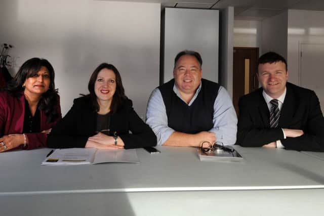 Leeds Digital Hub Panel, Yorkshire Post Leeds..Pictured from the left are Sharon Jandu, Fran Parkinson, Steve Baker and Greg Wright..4th February 2016..Picture by Simon Hulme