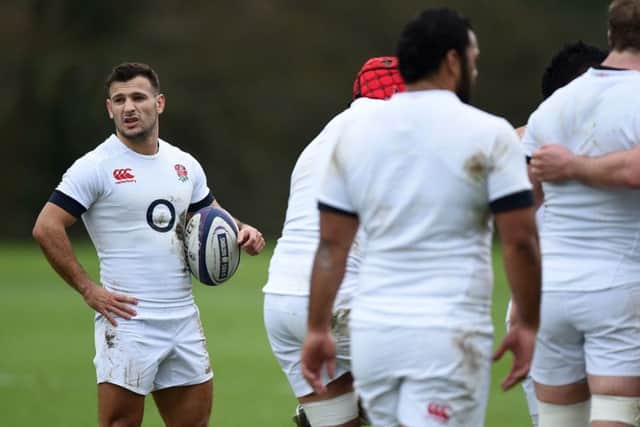 England's Danny Care (left) during a training session at Pennyhill Park, Bagshot.