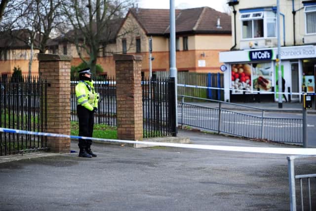 Police at the scene of a shooting off Stainbeck Road in Meanwood, Leeds. Picture: Jonathan Gawthorpe