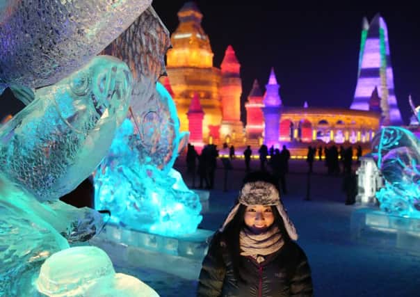 Presenter Jing Lusi at the Harbin Ice Festival Jing Lusi. PIC: Jack Coathupe