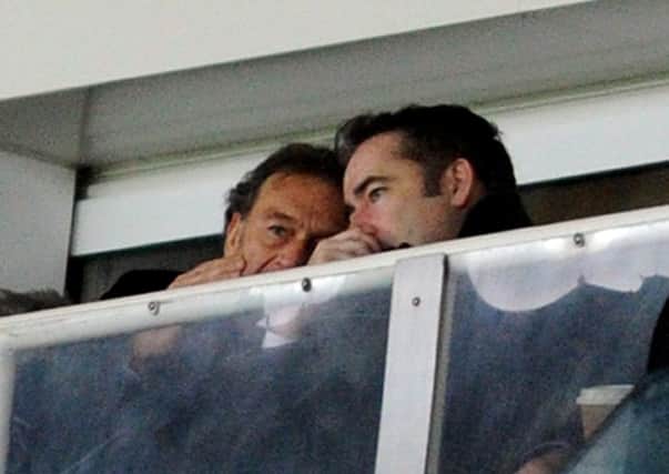 Massimo Cellino chatting with Executive Director Paul Bell during the clash against Nottingham Forest.
