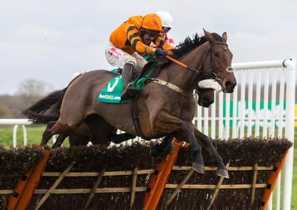Thistlecrack, ridden by Tom Scudamore,winning The galliardhomes.com Cleeve Hurdle Hurdle Race during the Festival Trials Day at Cheltenham last month.