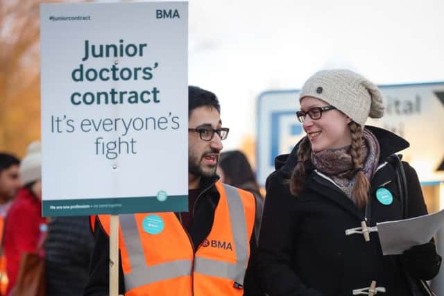 Junior doctors on strike outside The Royal Hallamshire Hospital, Sheffield. Picture: Ross Parry Agency