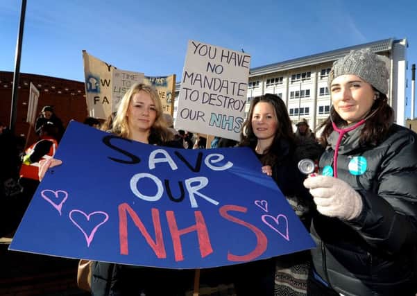 #Juniordoctors striking outside the Jubilee Wing at Leeds General Infirmary. Pictured (left to right) Heather Sharpe, Taryn kalami, and Aoife Hurley. PIC: James Hardisty