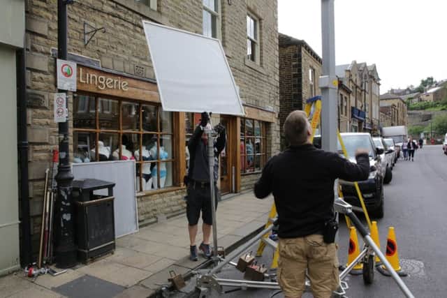 Filming starts in Crown Street, Hebden Bridge for the new Happy Valley series.