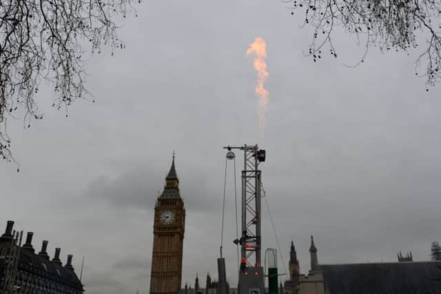 An anti-fracking protest in Westminster this week