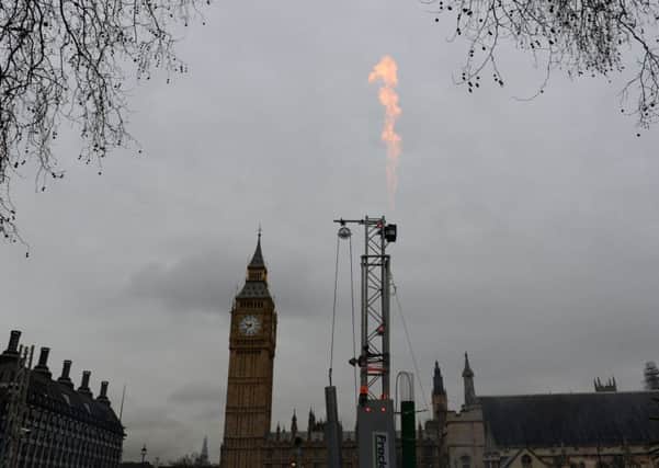 An anti-fracking protest in Westminster this week