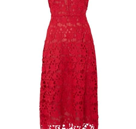 Red lace dress, Â£175, from Laura Ashley.