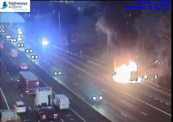 The blaze on the M62 this morning
