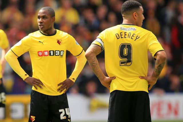Watford's Odion Ighalo (left) and Troy Deeney.