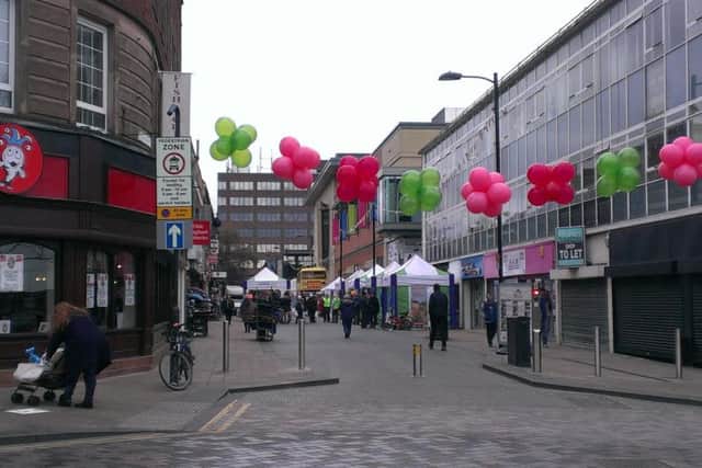 Wakefield rhubarb festival, Brook Street, 2015.