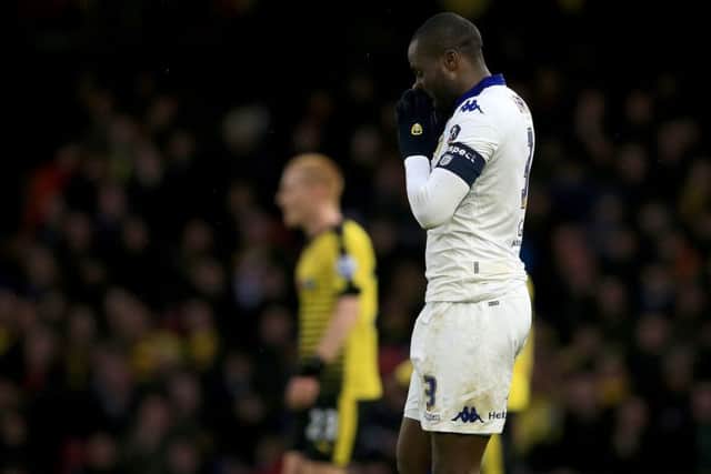 Sol Bamba reacts at the full time whistle. PIC: PA