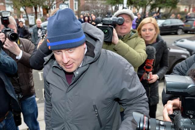 Mayor of London Boris Johnson arrives at his home in Islington, London, after Prime Minister David Cameron issued a last-ditch appeal to Mr Johnson not to join the campaign for Britain to leave the European Union. PRESS ASSOCIATION Photo. Picture date: Sunday February 21, 2016. With the London mayor set to end months of speculation over which side he will back, Mr Cameron said it would be a "wrong step" for Mr Johnson to link up with Ukip leader Nigel Farage and Respect's George Galloway in the "out" camp. See PA story POLITICS EU. Photo credit should read: John Stillwell/PA Wire