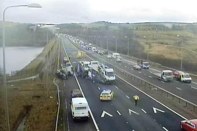 The Yorkshire Ambulance Service tweeted this picture of the scene on the M62