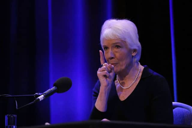 Dame Janet Smith talking to the media at Broadcasting House in London following the publication of her report on Jimmy Savile.