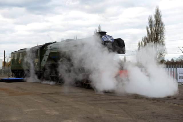 Flying Scotsman makes it's way through the gates into the National Railway Museum in York (GL1009/09o)