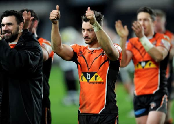 Castleford's two-try hero Jy Hitchcox thanks the fans.