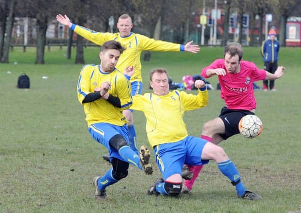 Leeds Combination League Division 2 action between Waterintobeer and Beechwood (Sunday). PIC: Steve Riding