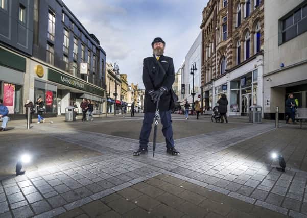Peter Allinson, one of the Welcome People at Briggate, Leeds. Pictures: James Hardisty.